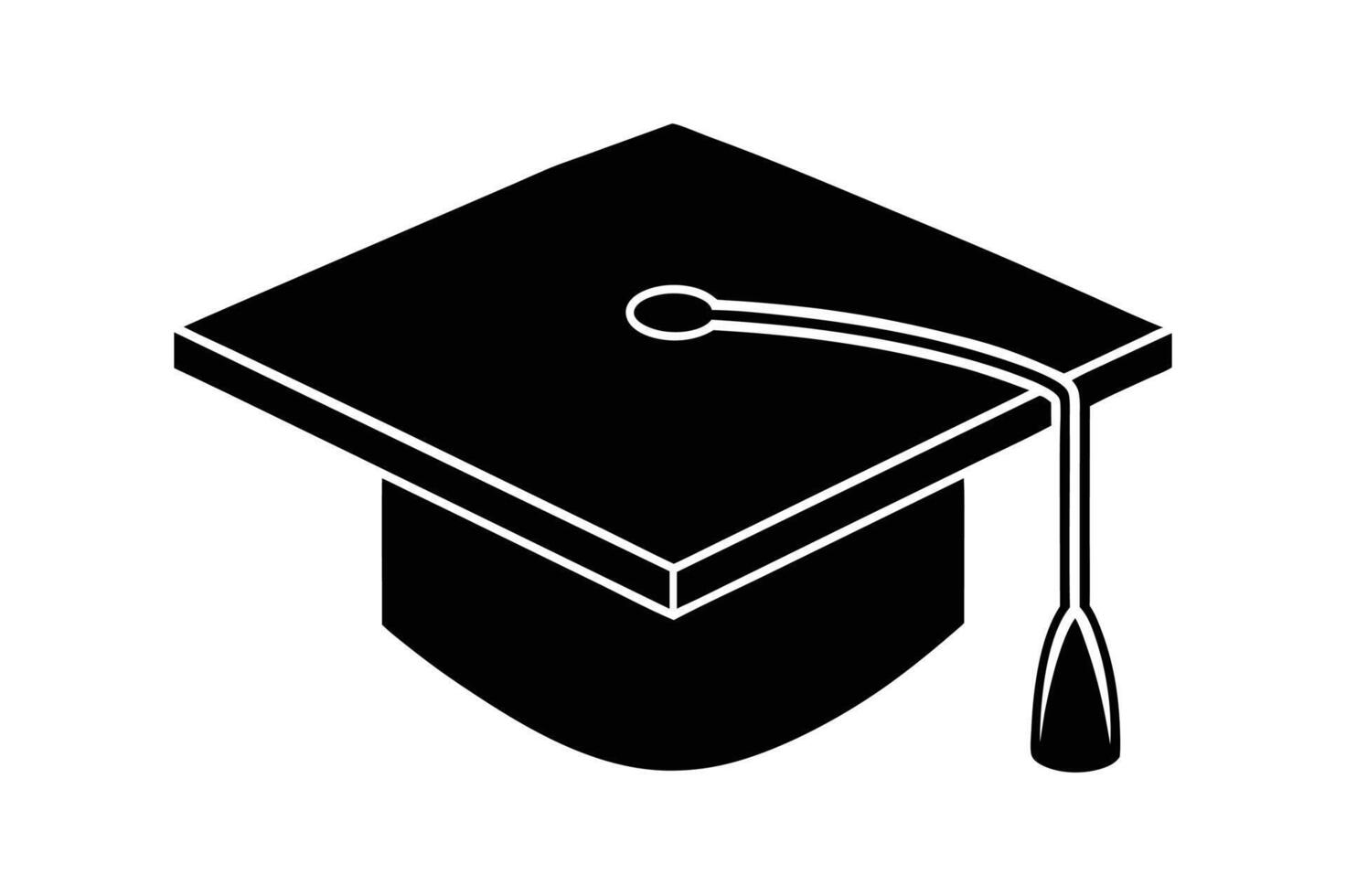 Graduate academic cap illustration in cartoon, clipart, and line art design. vector