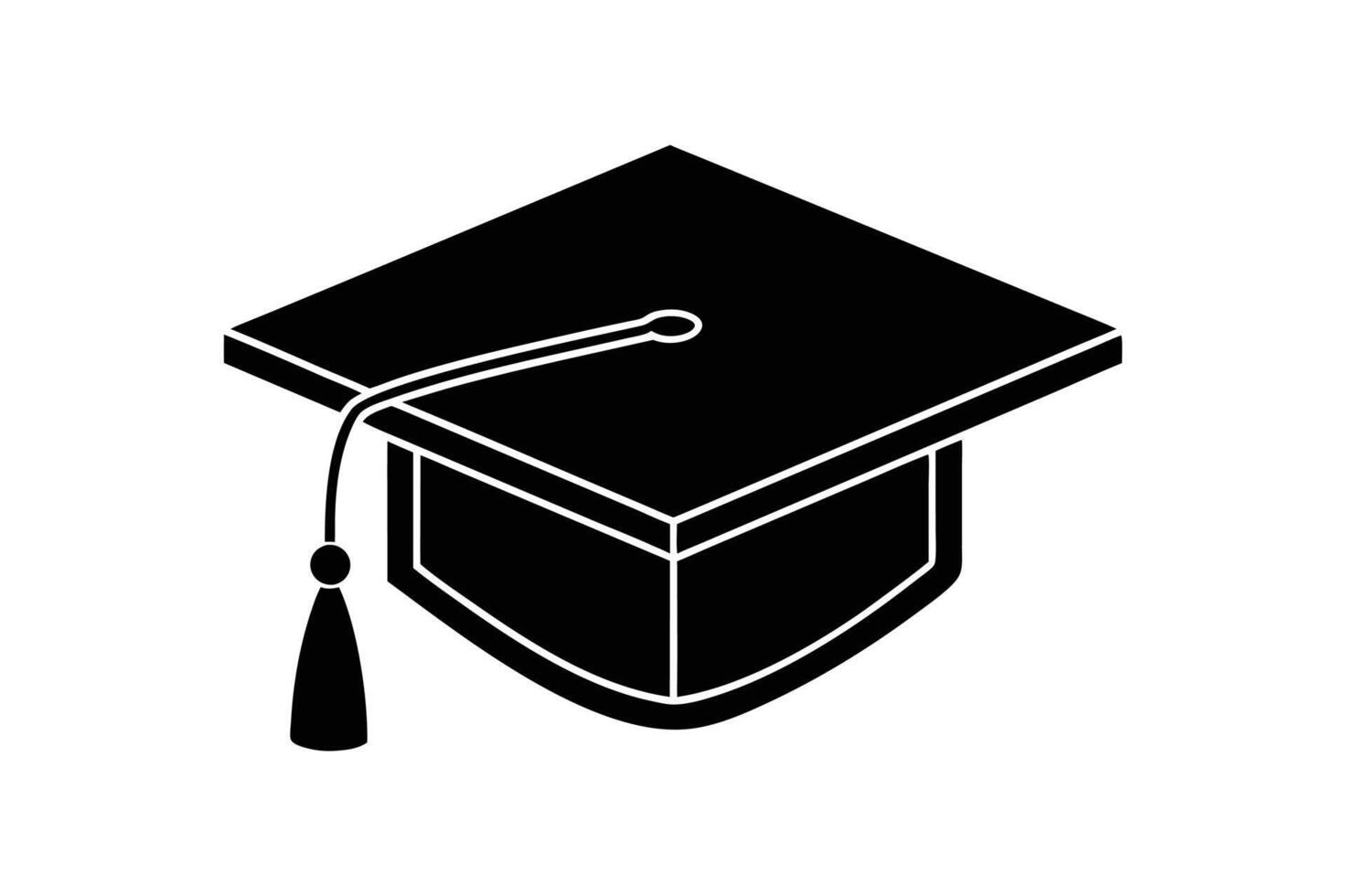 Graduate academic cap illustration in cartoon, clipart, and line art design. vector
