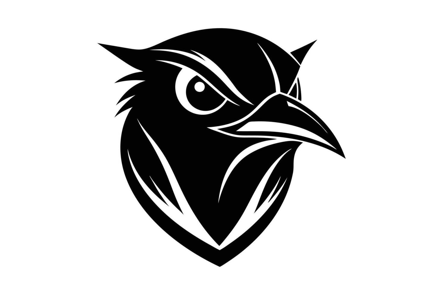 Bird Face Illustration - Cartoon Clipart and Line Art Design vector