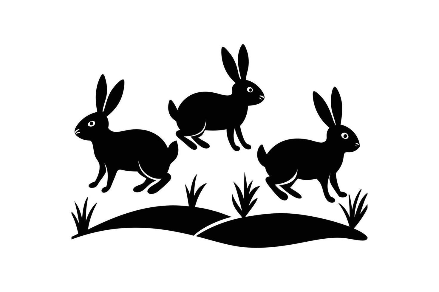 Charming rabbits art cartoon, clipart, line art for your digital printable designs. vector