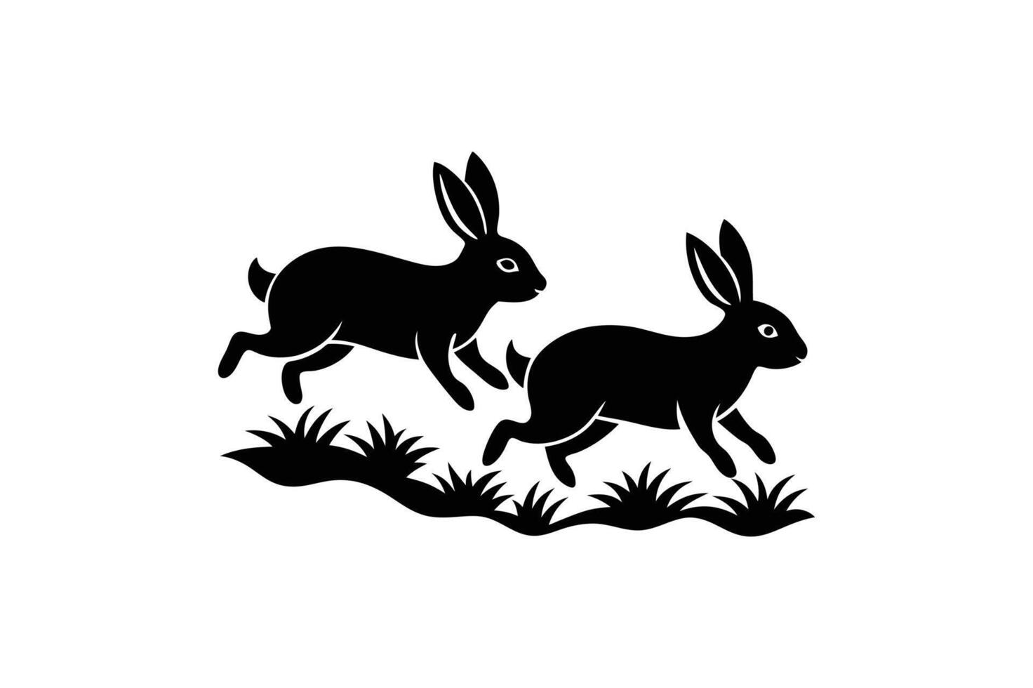 Charming rabbits art cartoon, clipart, line art for your digital printable designs. vector
