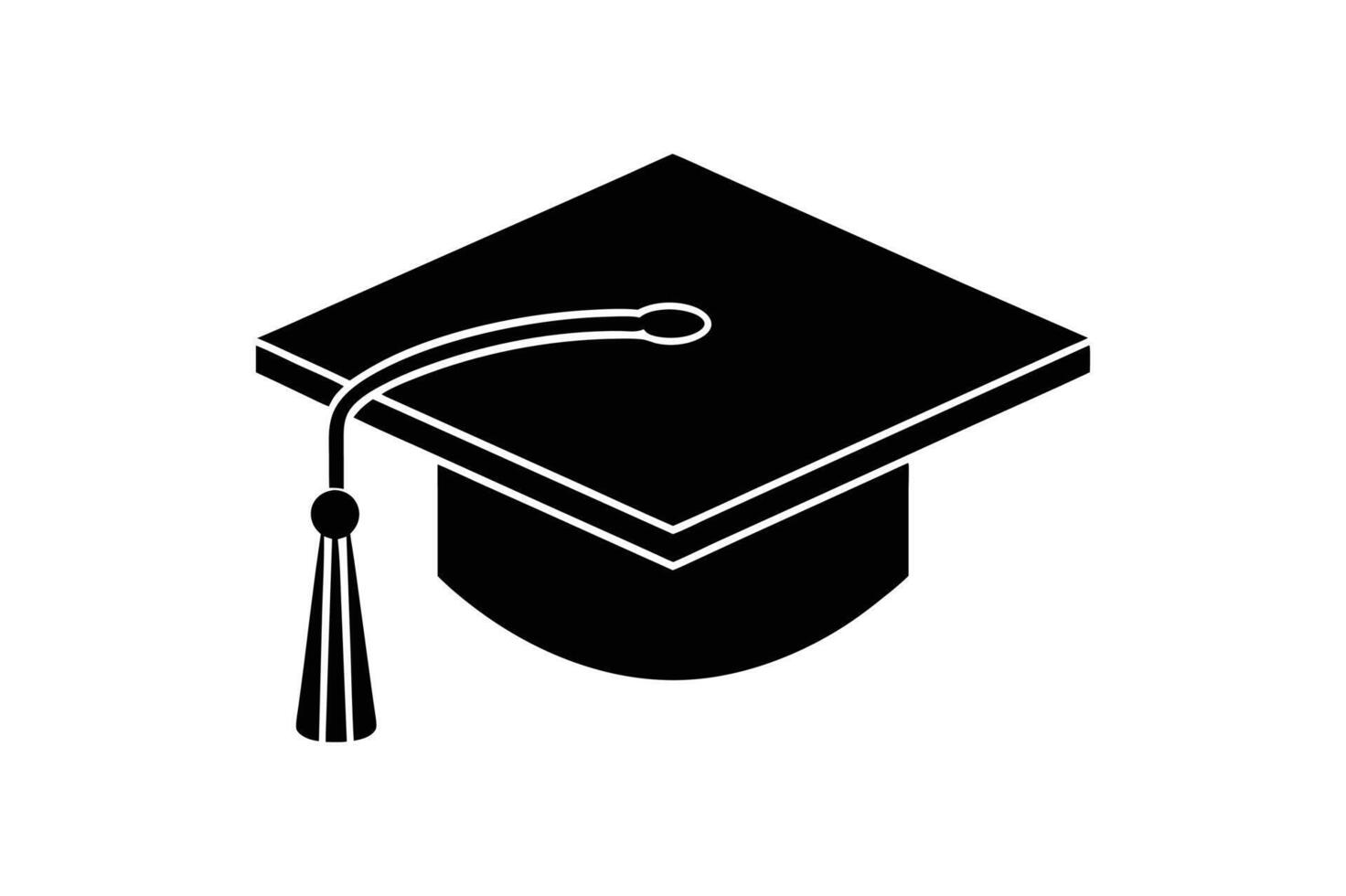 Graduate academic cap illustration in cartoon, clipart, and line art design. vector