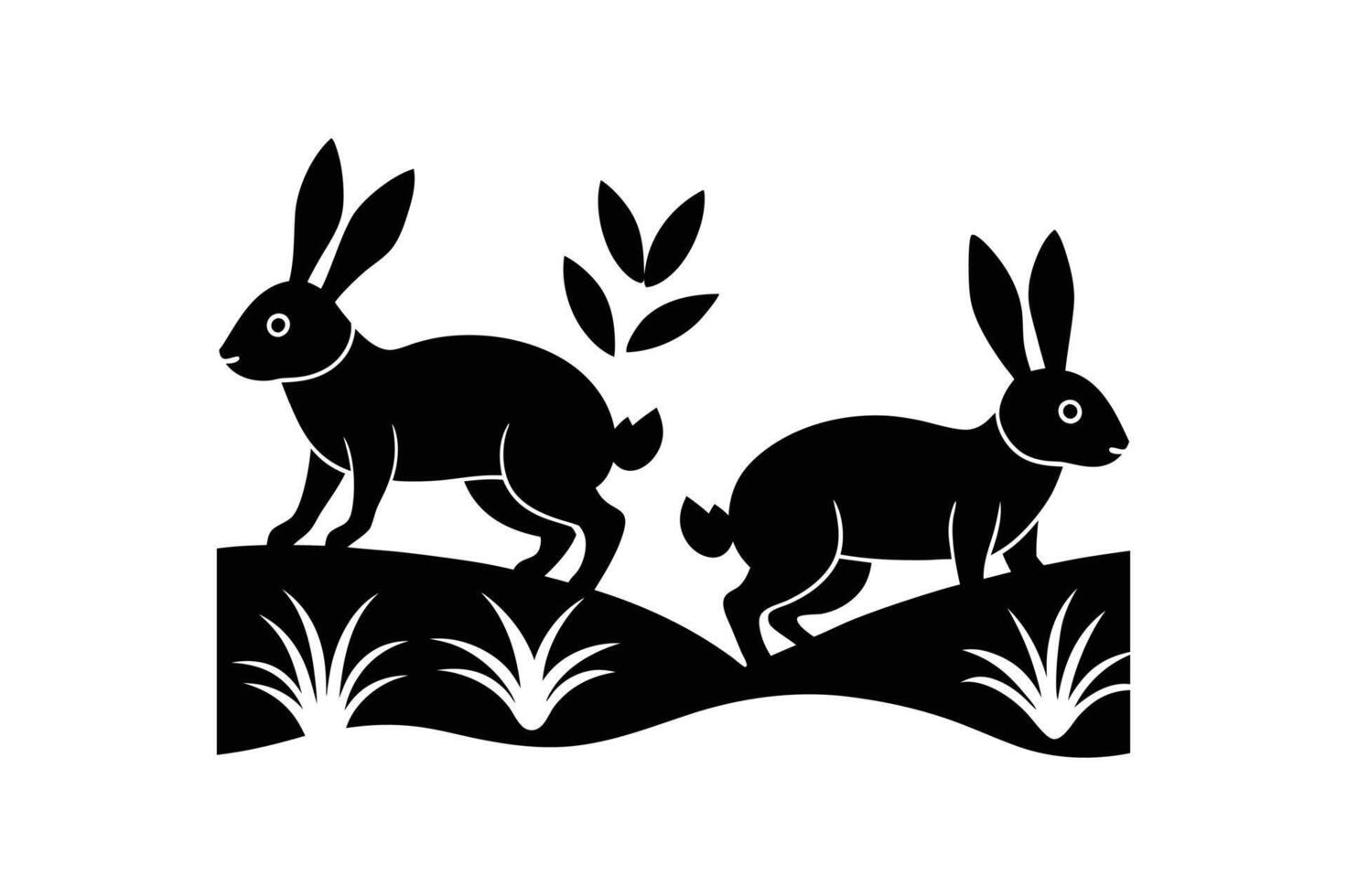 Charming rabbits art cartoon, clipart, line art for your digital printable designs. vector
