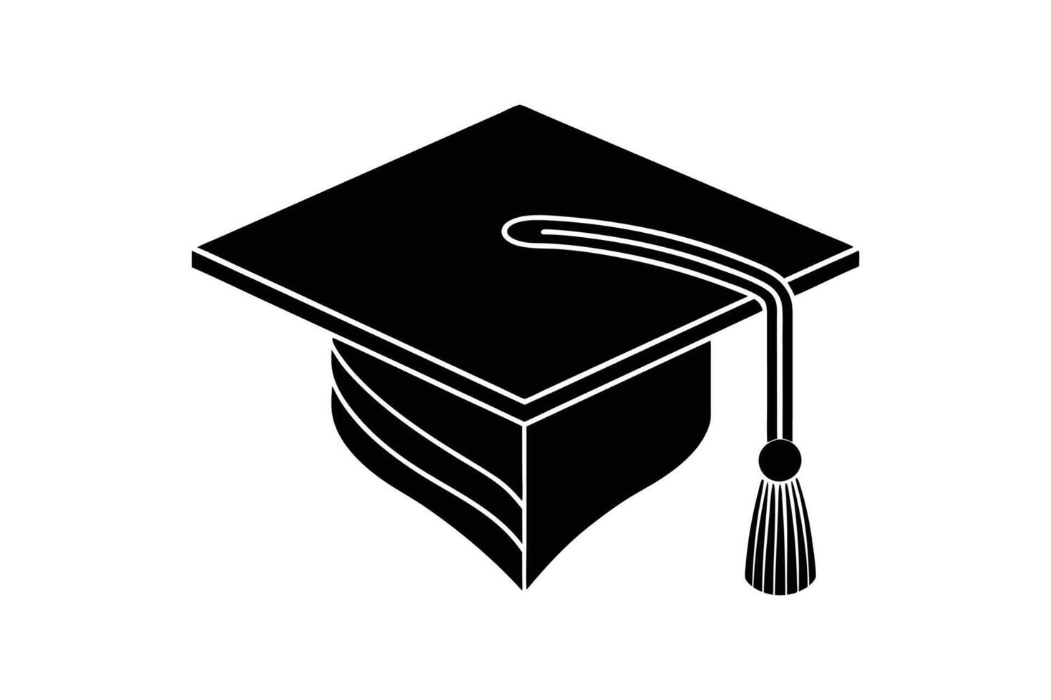 Graduate academic cap illustration in cartoon, clipart, and line art design. vector