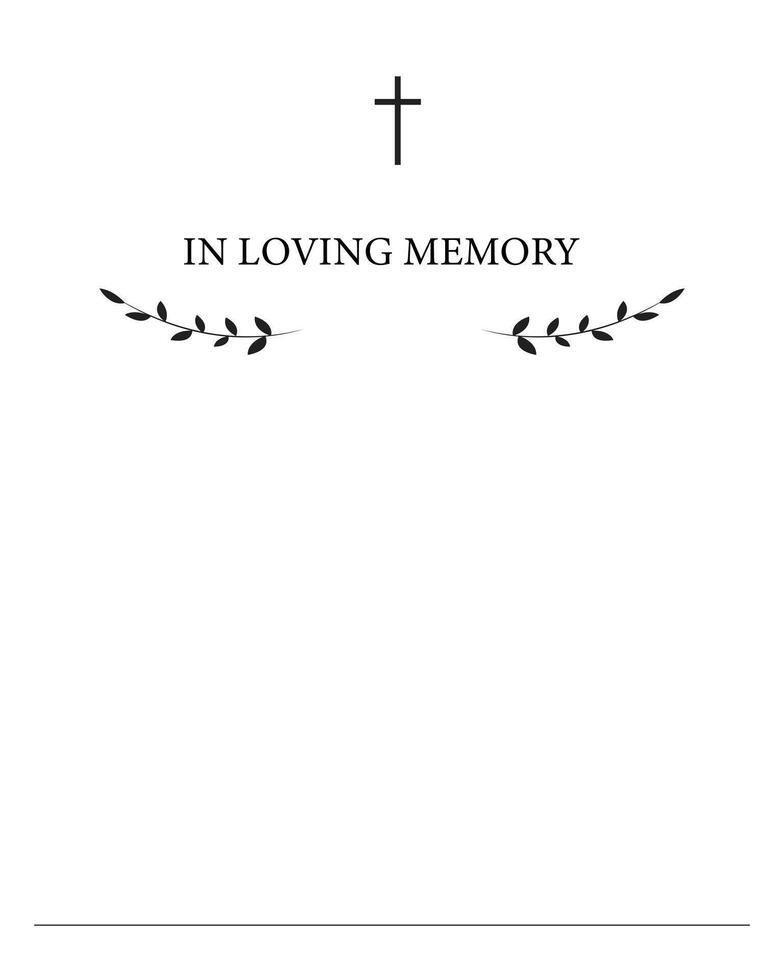 Funeral card. Empty card. Digital Funeral Announcement Invitation Template in Illustrator vector