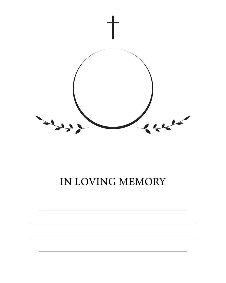 Funeral card. Empty card. Digital Funeral Announcement Invitation Template in Illustrator vector