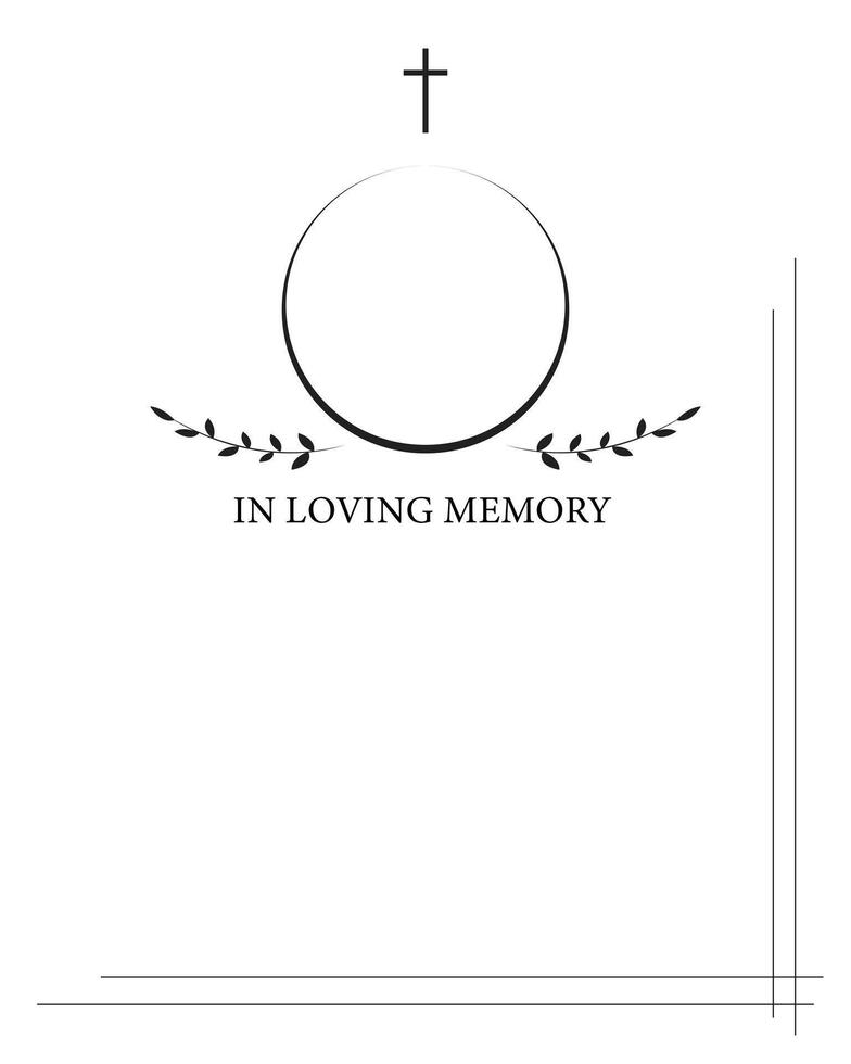 Funeral card. Empty card. Digital Funeral Announcement Invitation Template in Illustrator vector