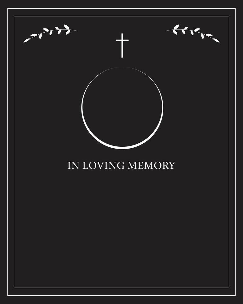 Funeral card. Empty card. Digital Funeral Announcement Invitation Template in Illustrator vector