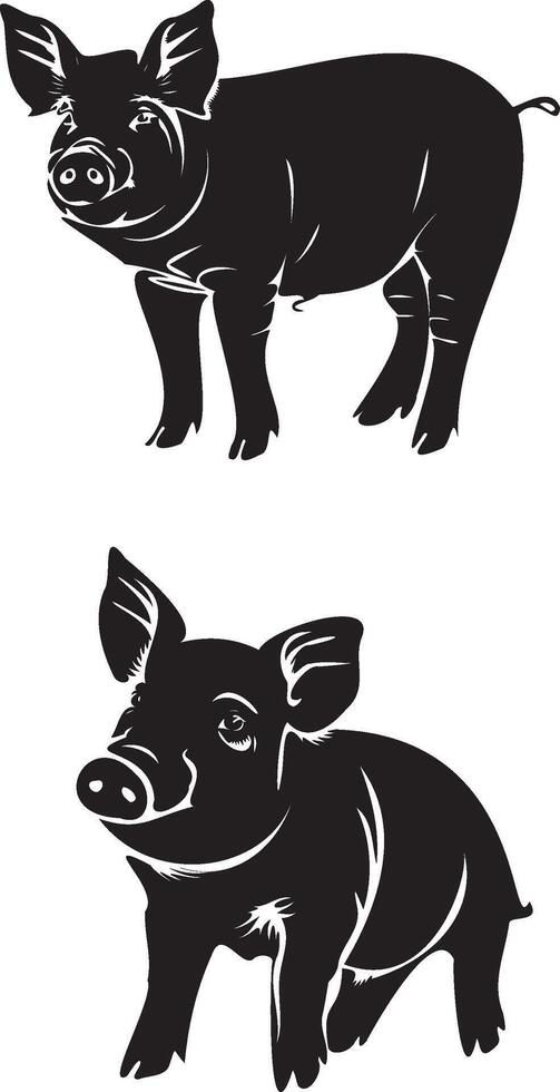 Silhouette Pig white background vector