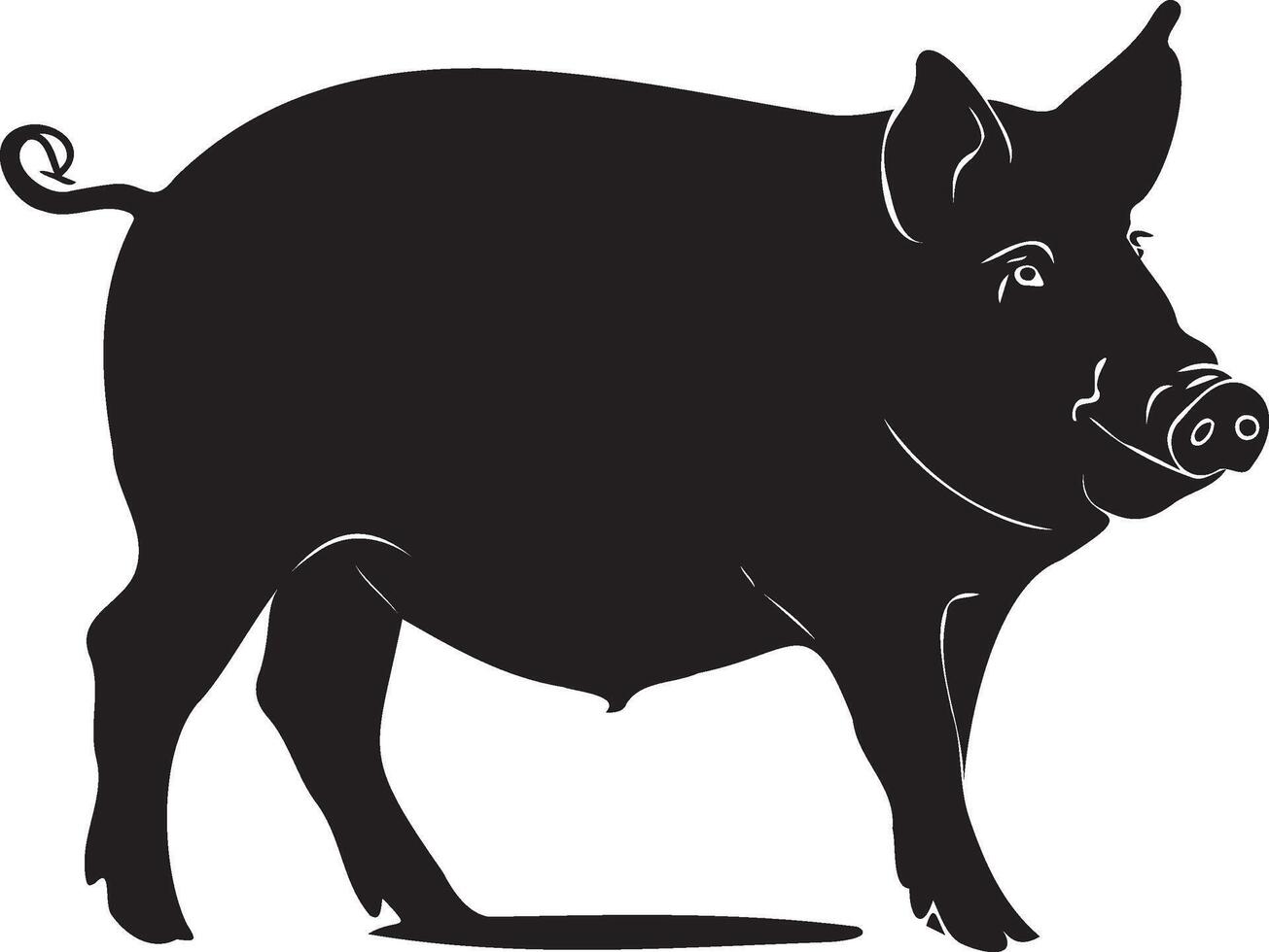 Silhouette Pig white background vector