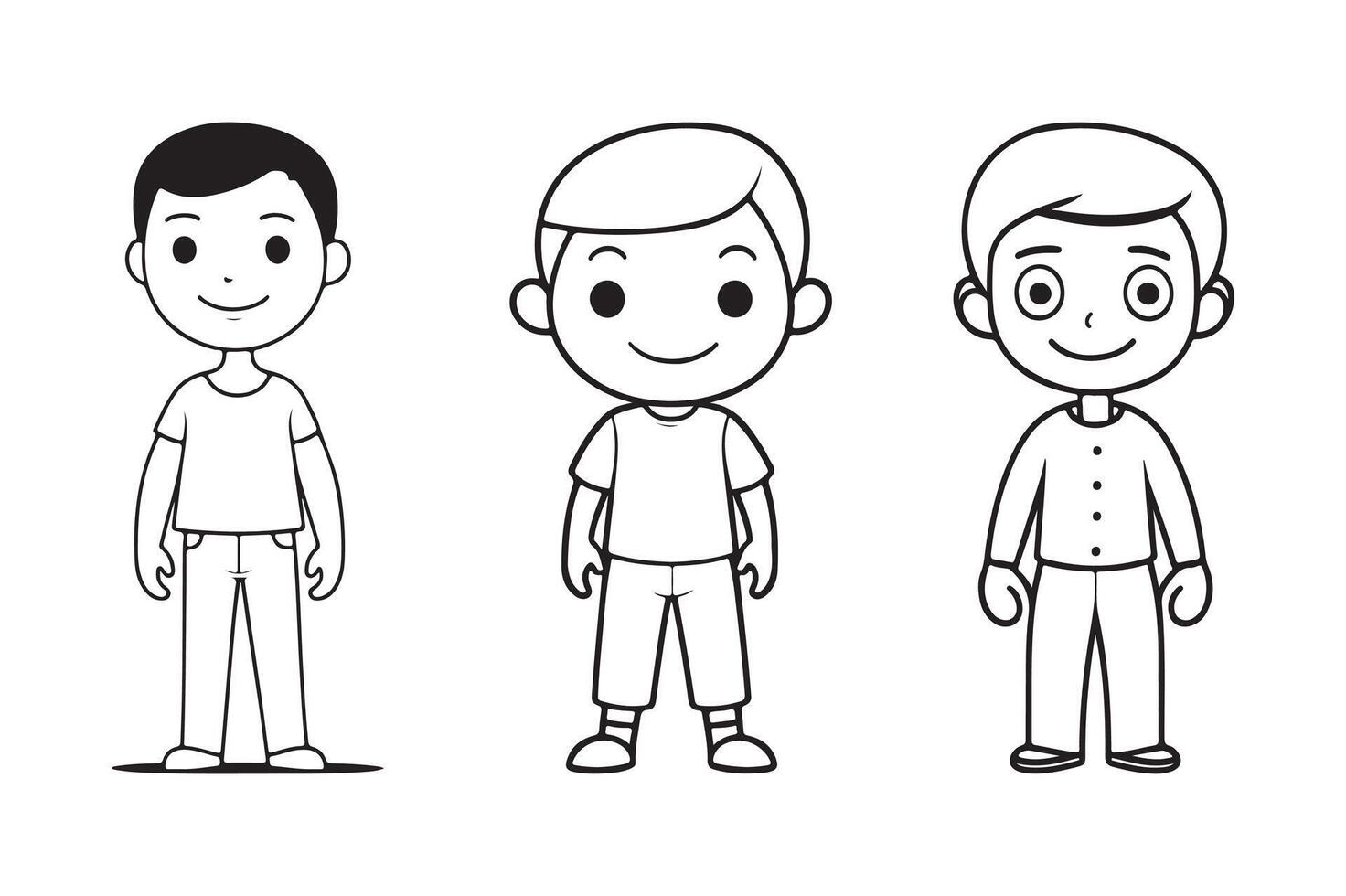 Boy line art vectors illustration