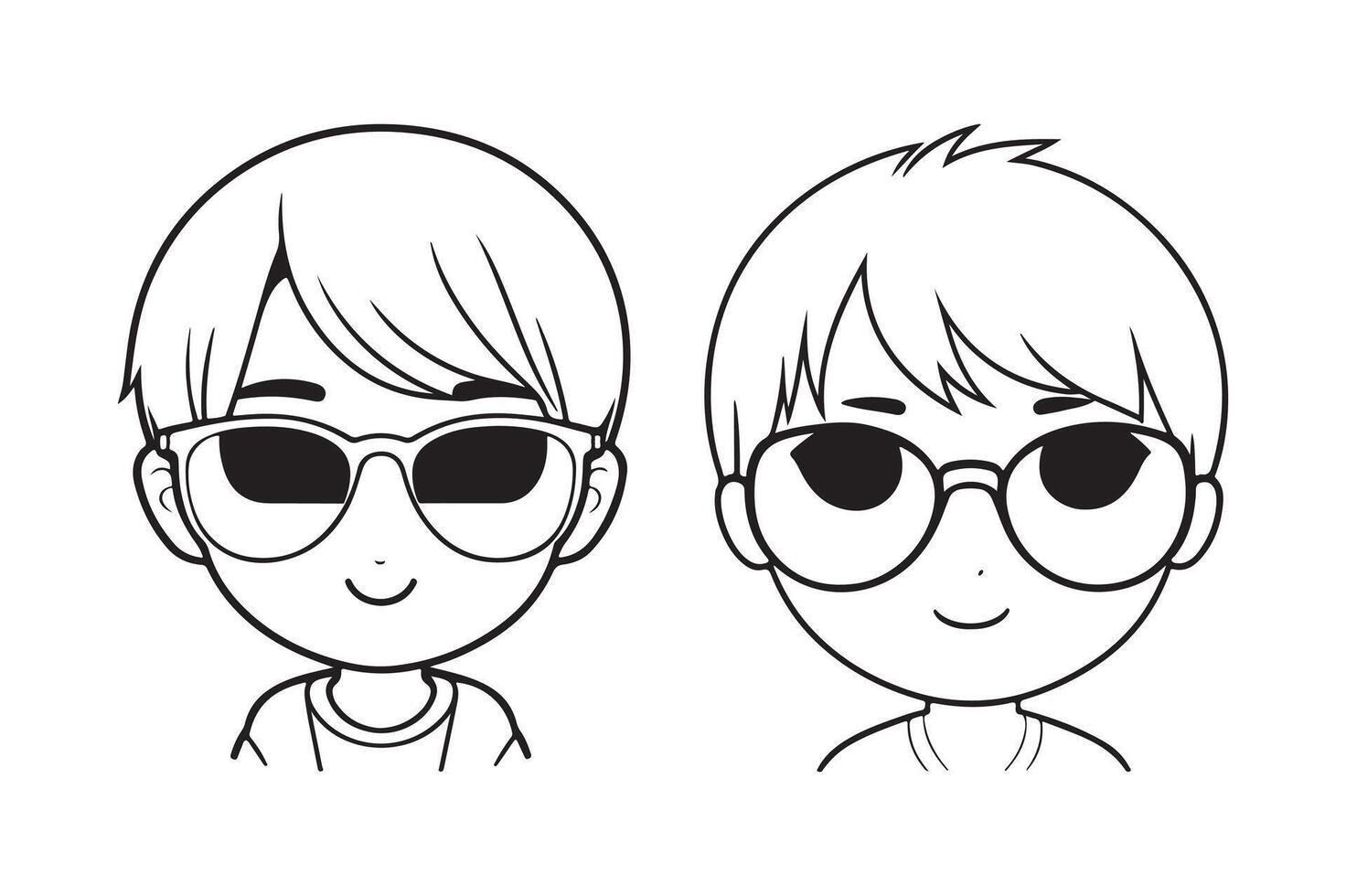 Boy line art vectors illustration