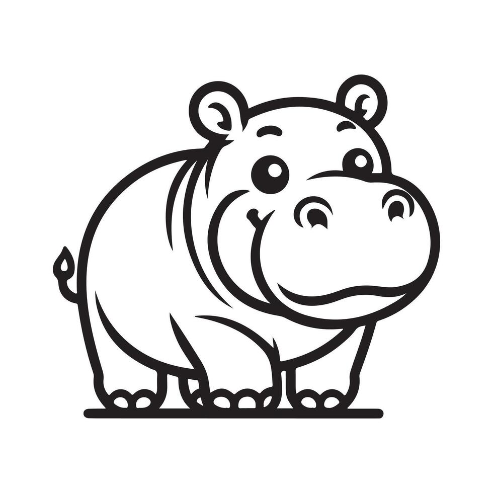 Hippopotamus line art vectors illustration