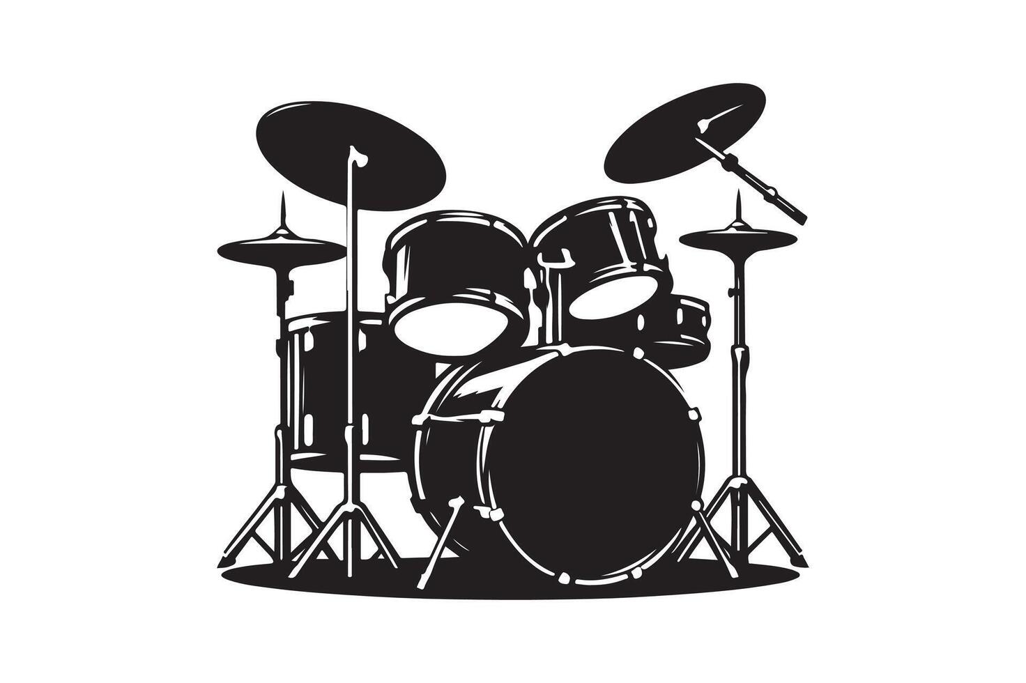 Drum Set silhouette vectors illustration
