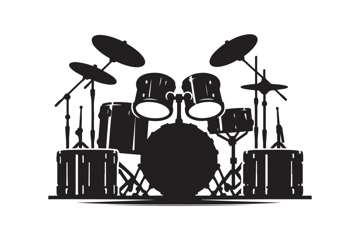 Drum Set silhouette vectors illustration