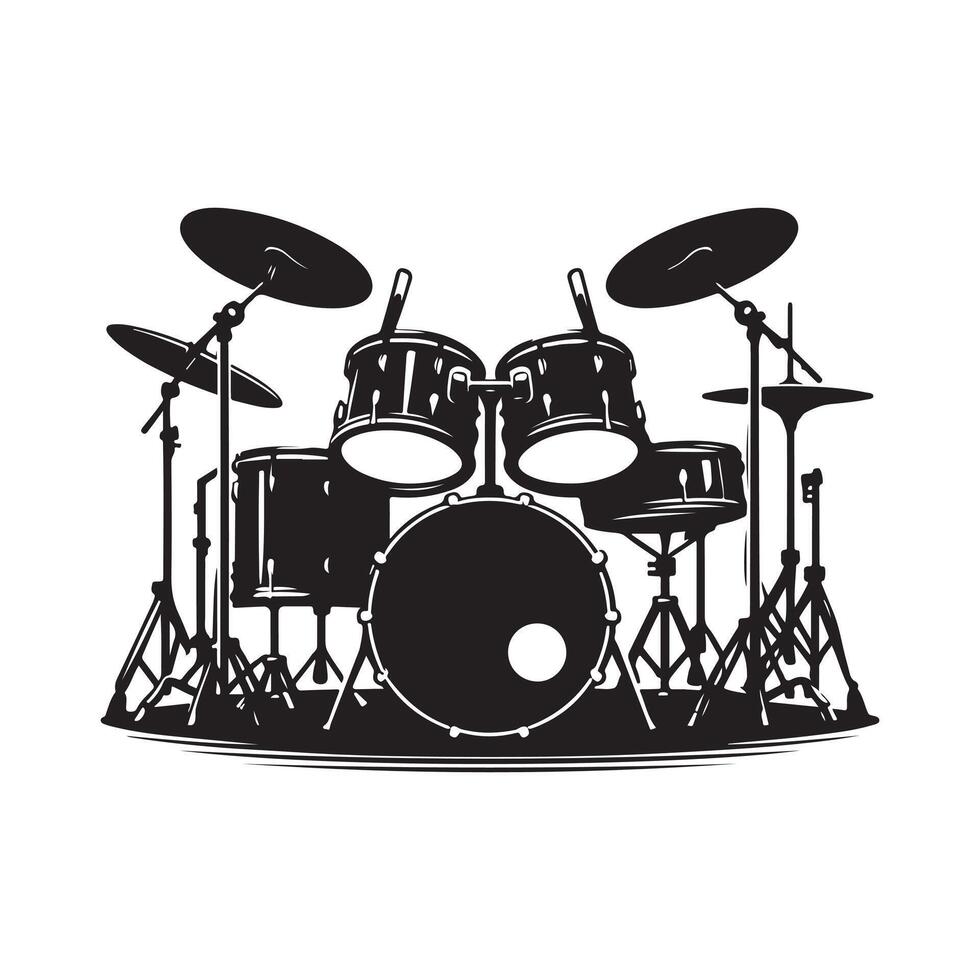 Drum Set silhouette vectors illustration