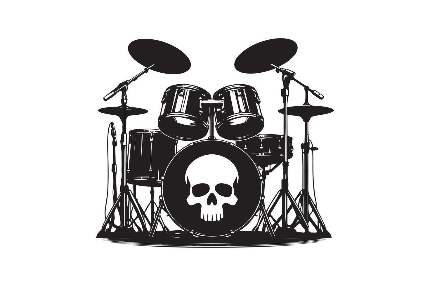 Drum Set silhouette vectors illustration