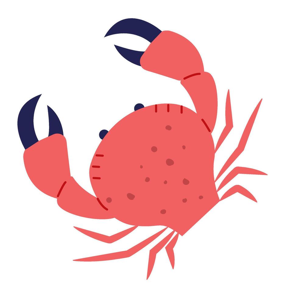 Crab cartoon with large claws on white vector
