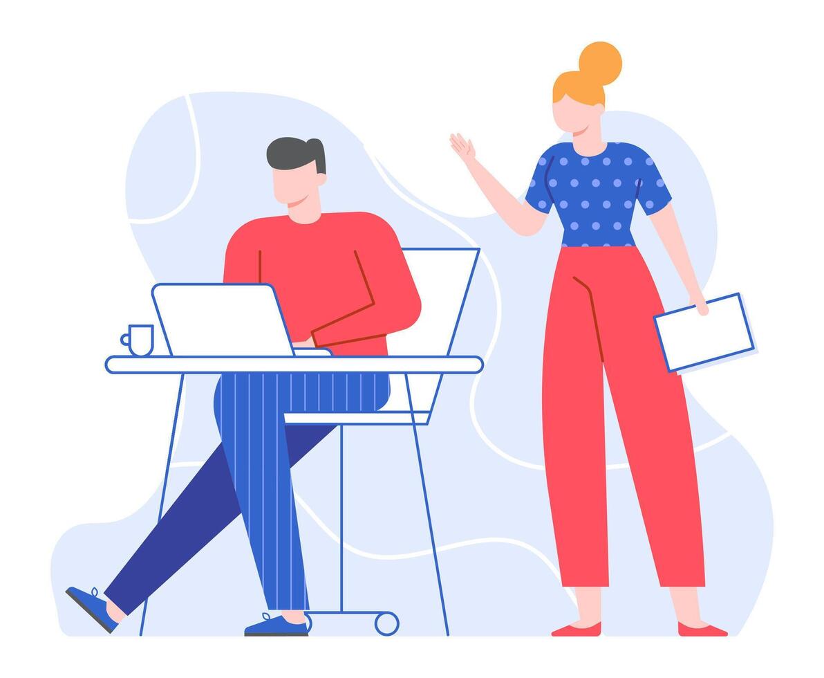 Boss give task office worker at computer vector