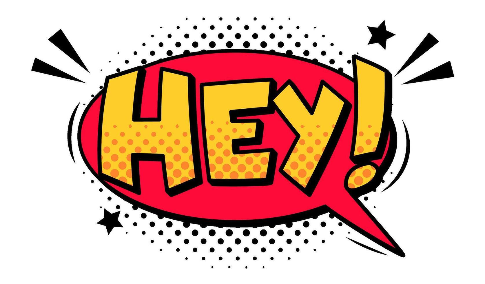 Hey speech cloud for comics magazine isolated vector
