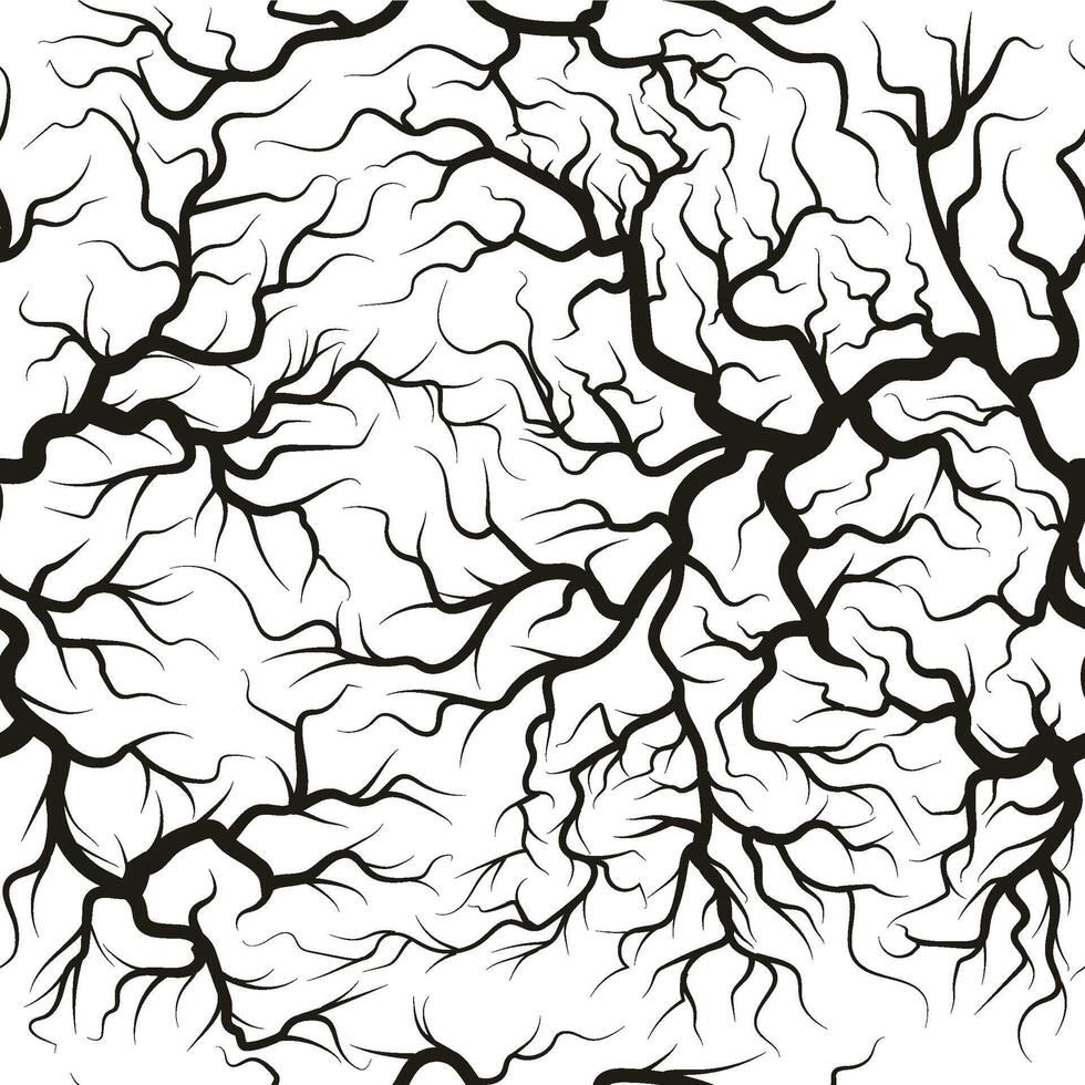 Root system seamless pattern, underground plant silhouette. Branched black trees or plants roots background illustration. Tree roots pattern vector