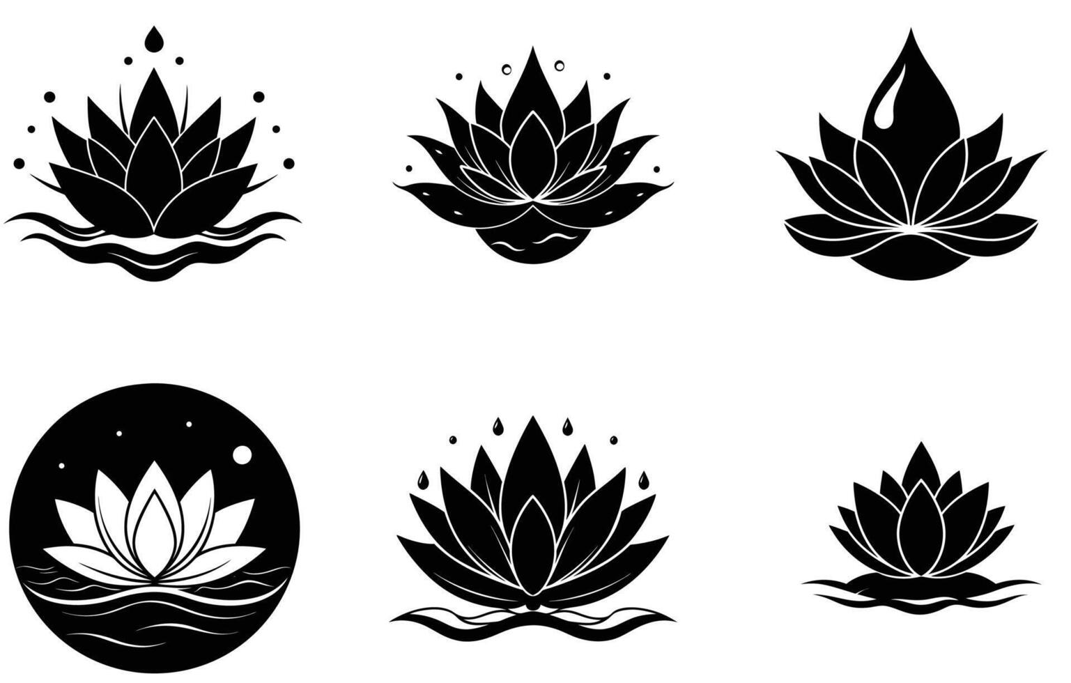 Lily Flower Silhouette Line Art Illustration Bundle vector