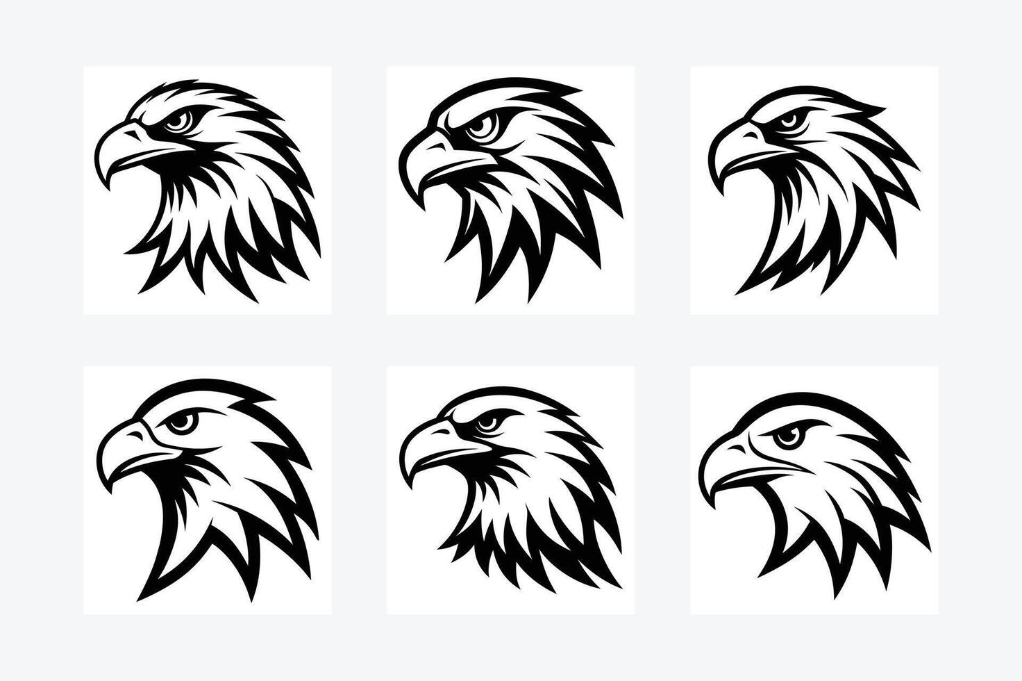 Eagle Head Icon Silhouette Line Art Illustration vector