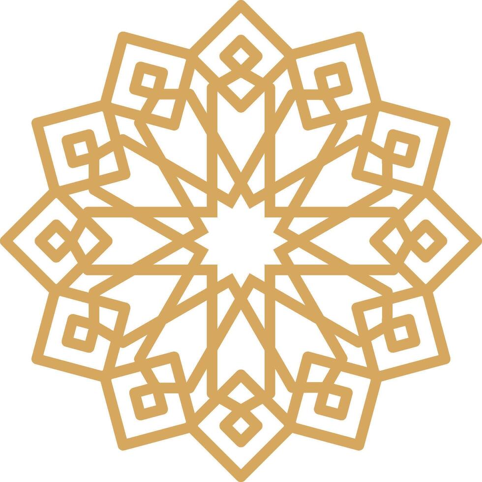 Abstract oriental muslim arabic golden framed emblems. Traditional ornamental arabic luxury frames illustration set. Oriental style gold outline rosettes vector