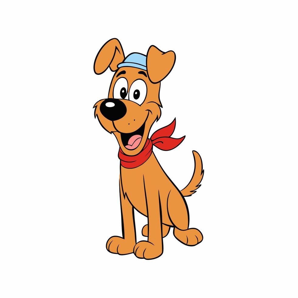 Brighten up your designs with this cheerful dog illustration. Featuring floppy ears and a wagging tail vector