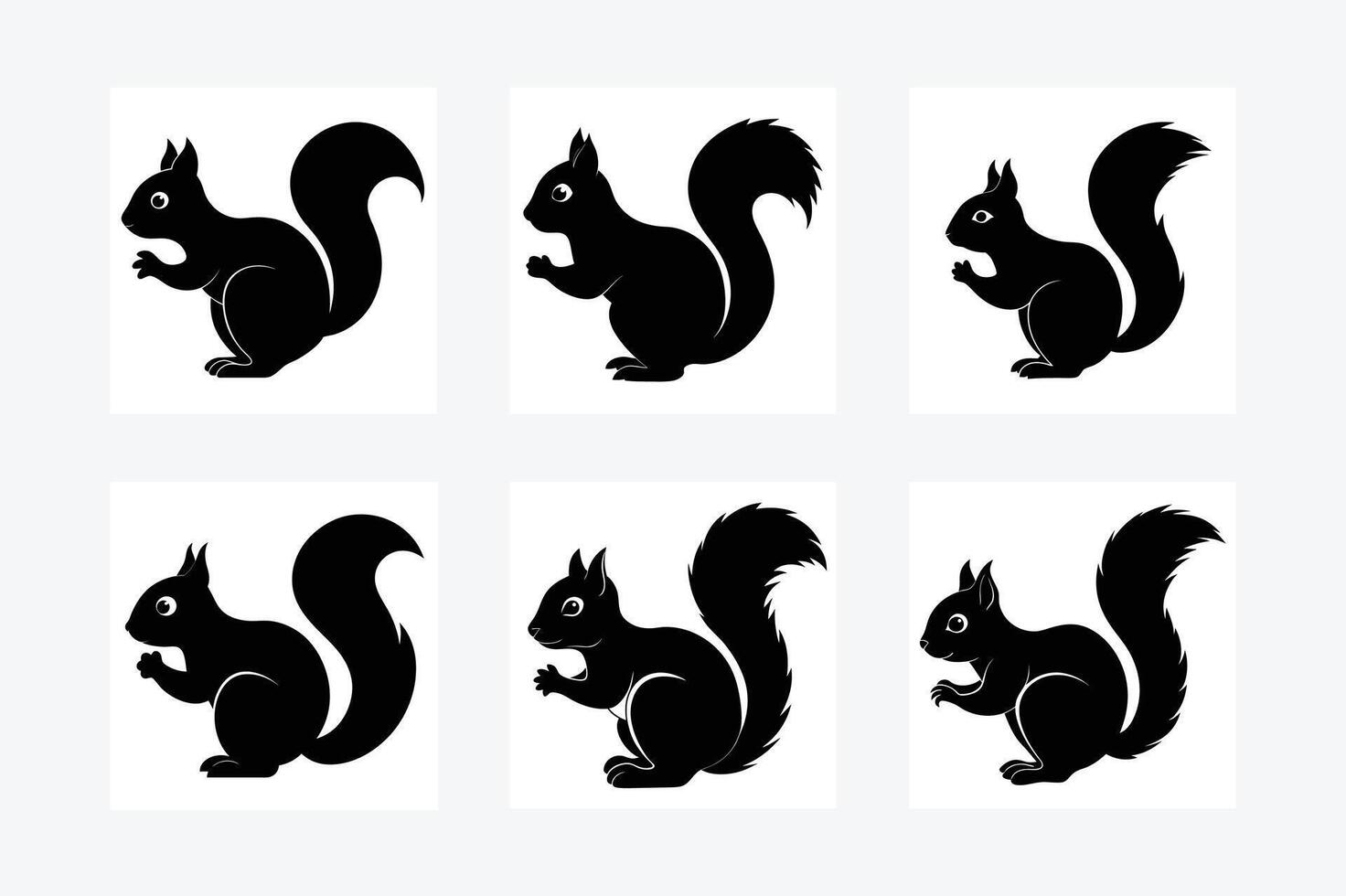 Squirrel Silhouette Line Art Illustration Bundle vector