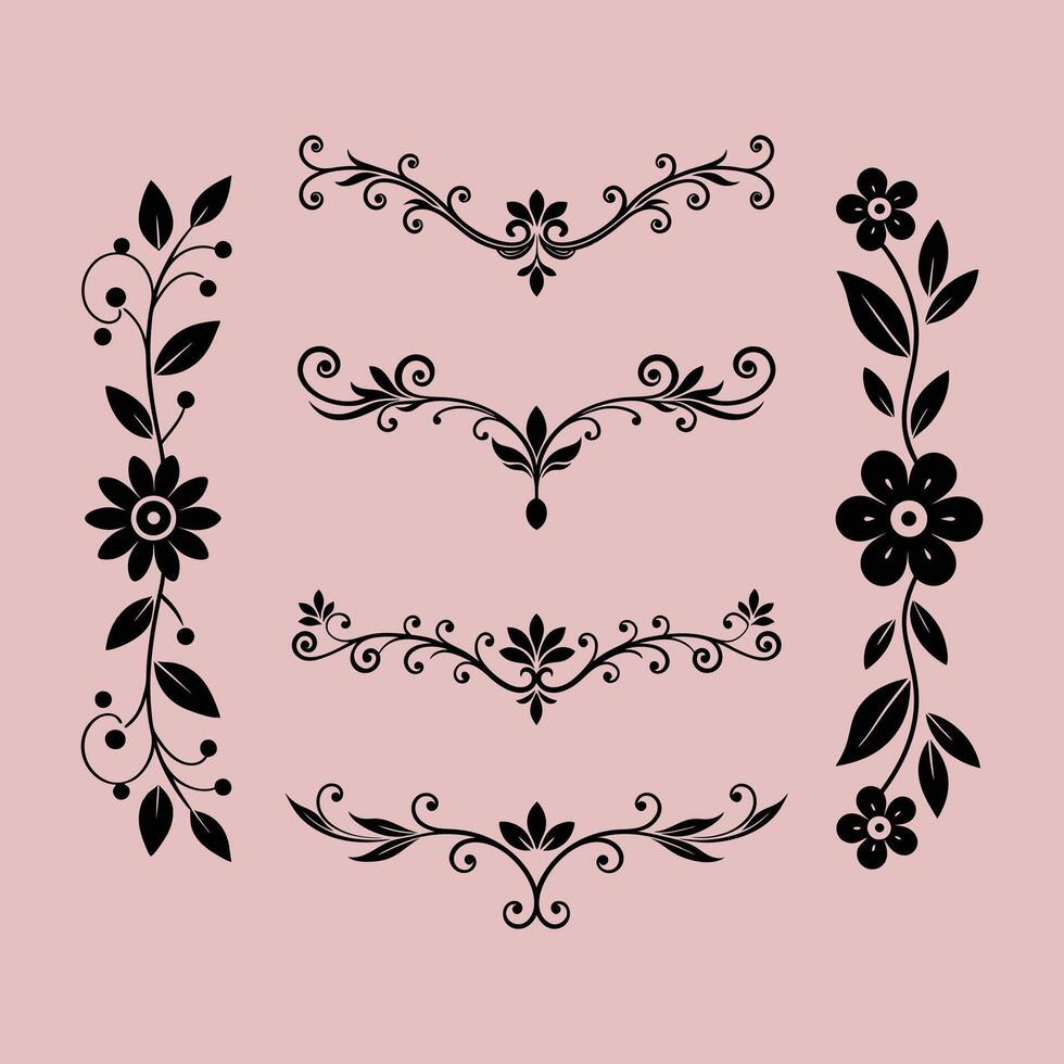 Line Divider Elements Silhouette Art for Elegant Design vector