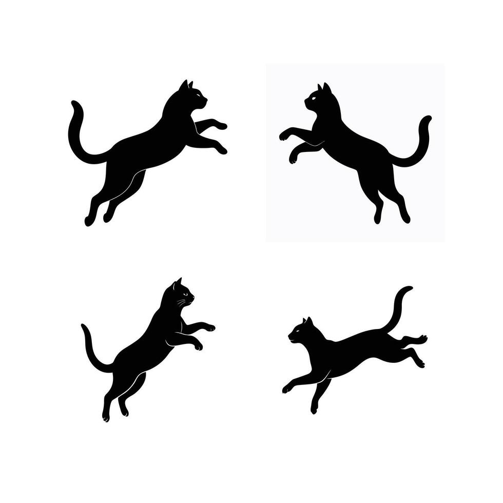 Cat Silhouette Line Art Illustration Bundle vector