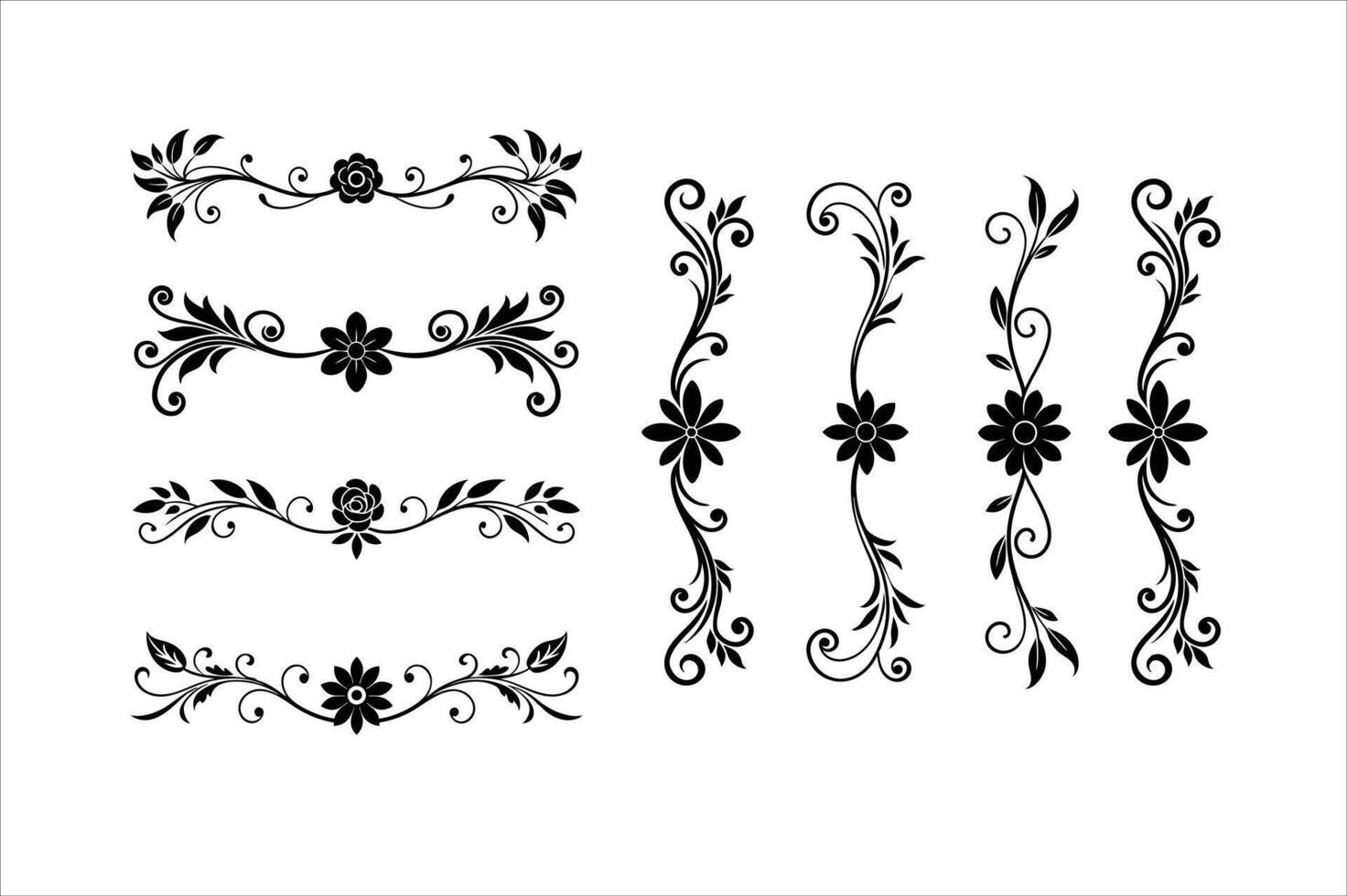Line Divider Elements Silhouette Art for Elegant Design vector