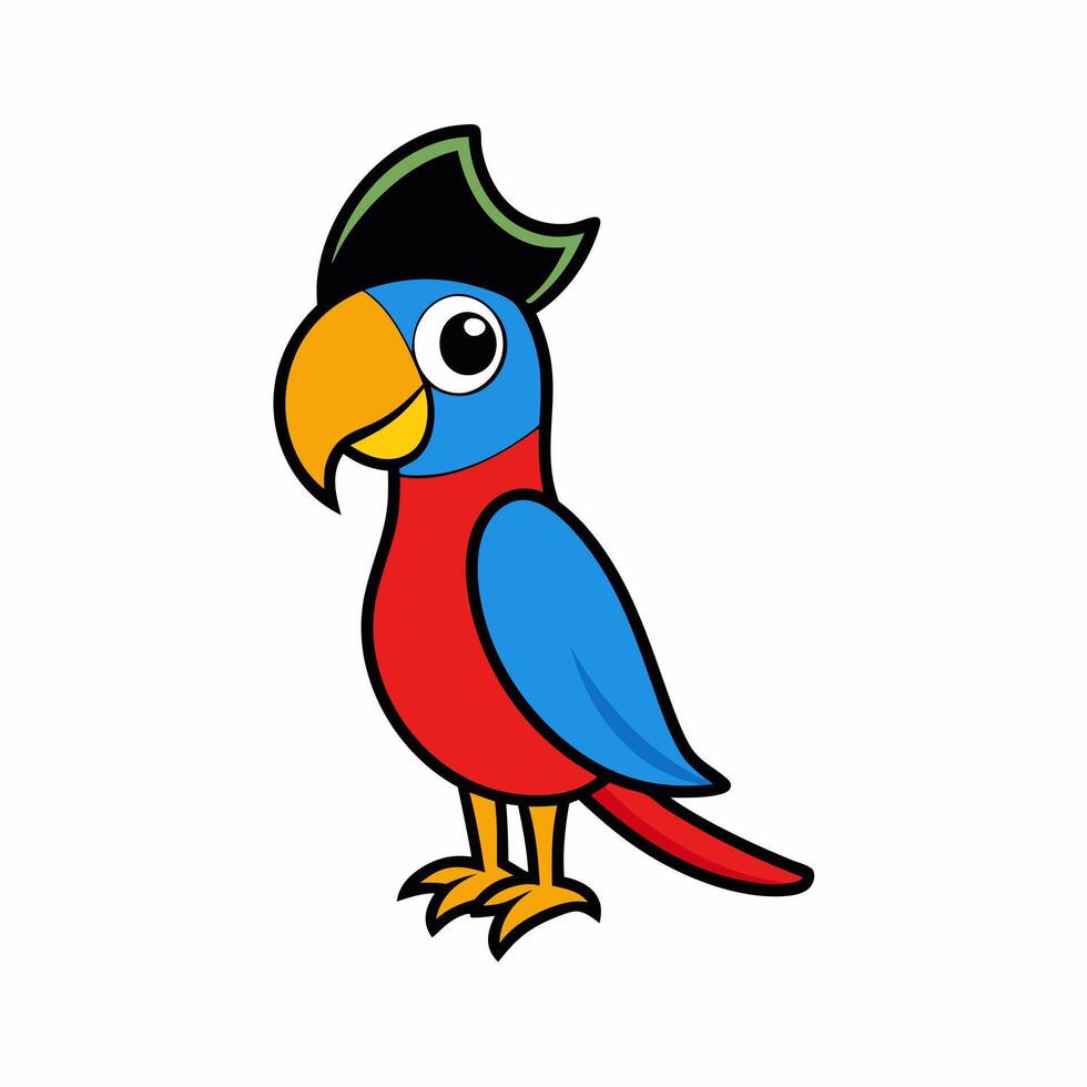 Bright and vibrant illustration of a colorful parrot with detailed plumage, perfect for creative projects and tropical-themed designs vector