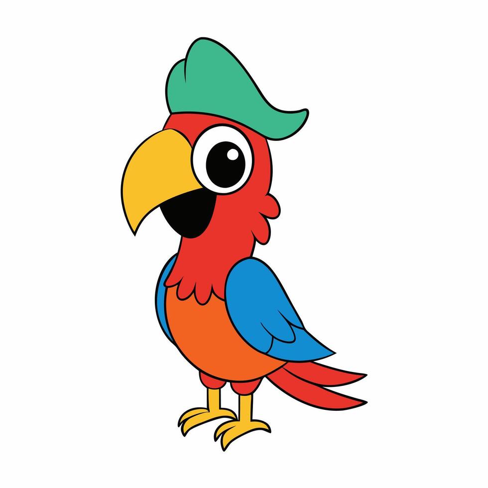 Bright and vibrant illustration of a colorful parrot with detailed plumage, perfect for creative projects and tropical-themed designs vector