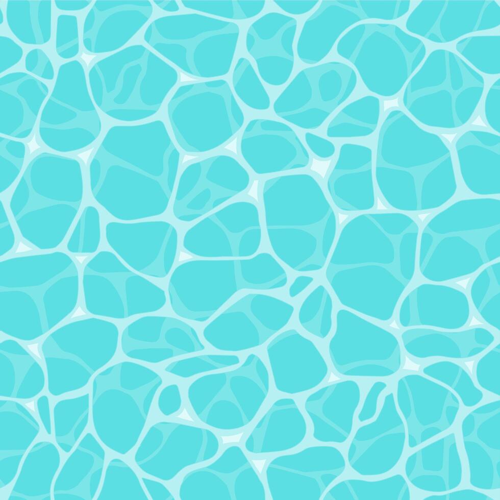 Water texture. Swimming pool water ripples, sea surface reflections and caustic pattern seamless background vector