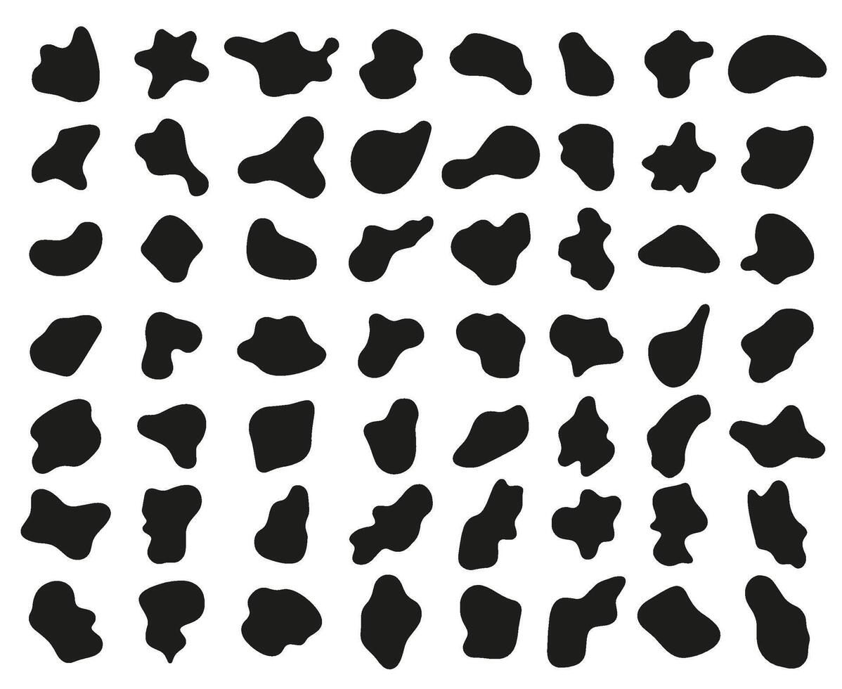 Blob mask shapes. Unique abstract liquid forms, organic black backgrounds and random design elements set vector