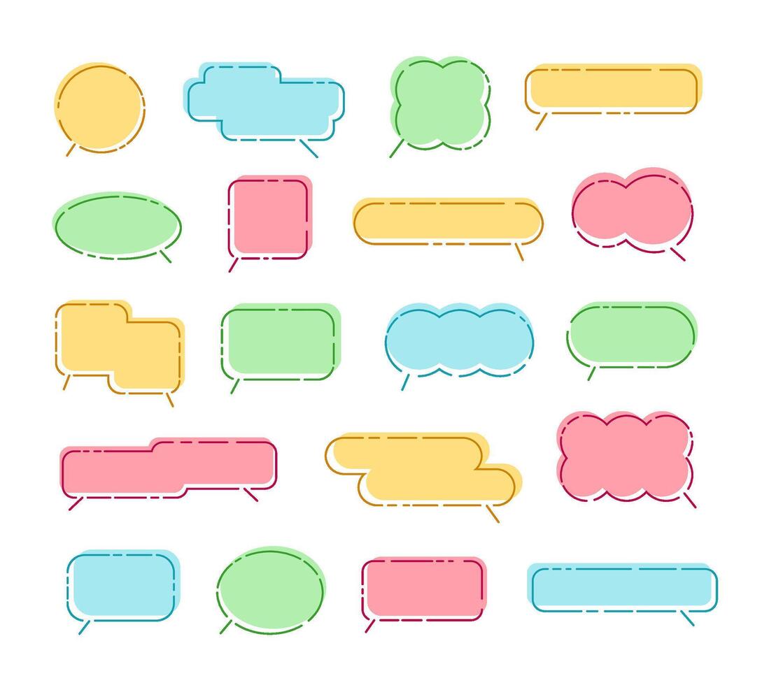 Line speech bubble frames. Smart callout box, simple chat frame and with editable stroke paths set vector