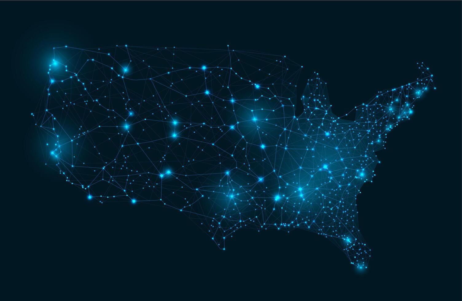 USA Grid Wireframe Map Connected Network Of States Of America Capitals Usa Grid Wireframe Map Connected Network Of States Of America Capitals American Internet Communications And Futuristic Digital Map Illustration Vector