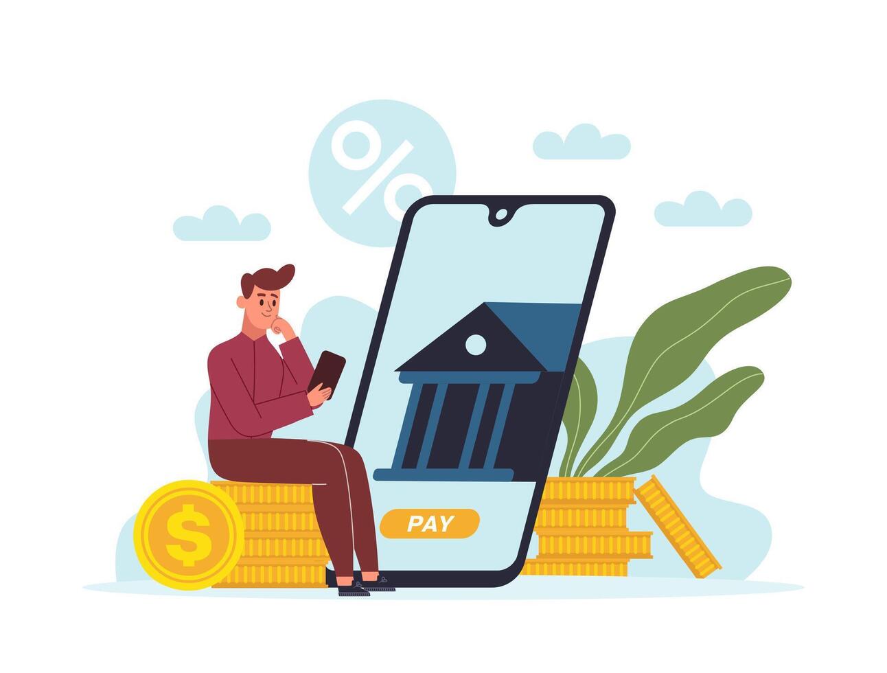 Banking online services, application to financial transiction vector