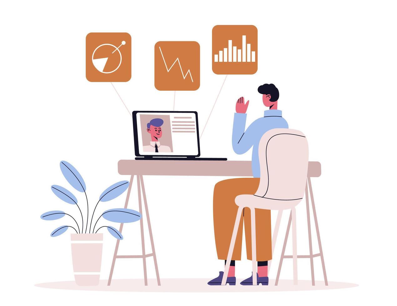 Online business coaching, mentoring and distance tutorial vector