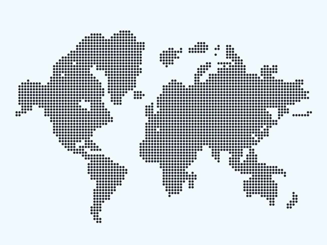 Dotted world map. Simple global map silhouette with dots patterns grid, LED screen GPS illustration vector