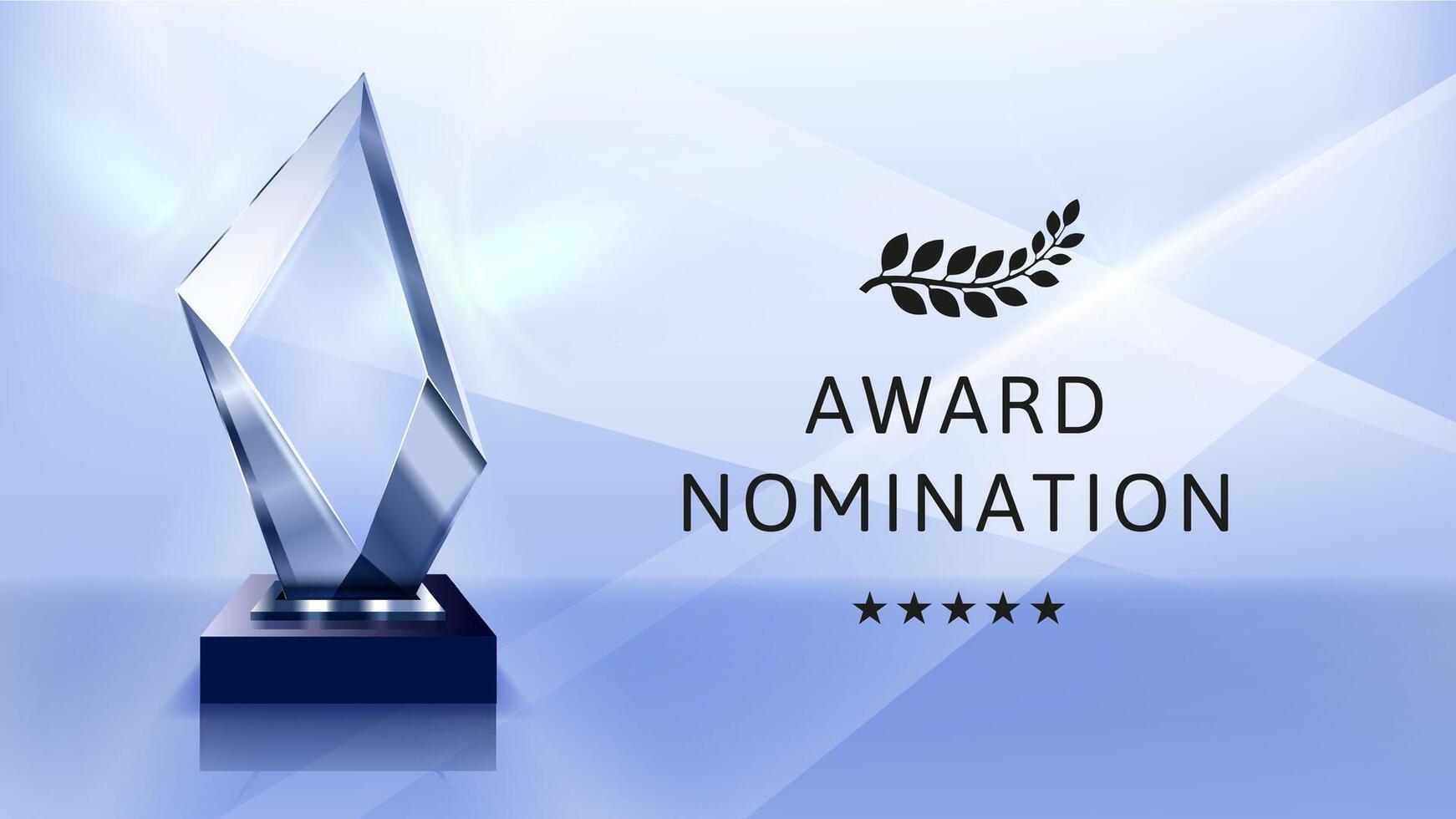 Glass trophy award banner. Luxury crystal glossy reward for winner in nomination background template vector