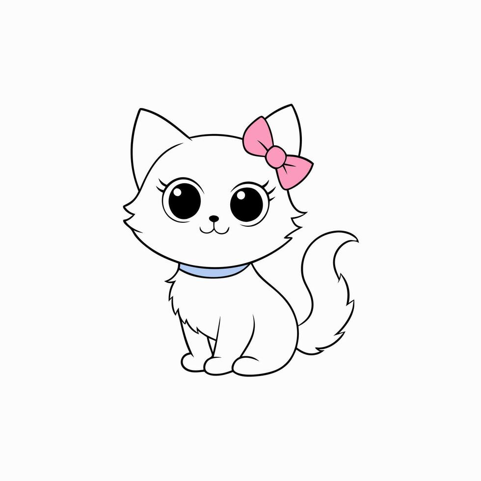 Adorable small fluffy kitten with big eyes illustration. Perfect for pet-themed designs, cute digital art, and charming cat graphics. Ideal for adding a sweet touch to your projects vector