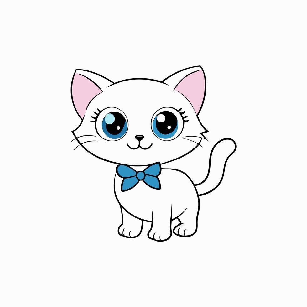 Adorable small fluffy kitten with big eyes illustration. Perfect for pet-themed designs, cute digital art, and charming cat graphics. Ideal for adding a sweet touch to your projects vector