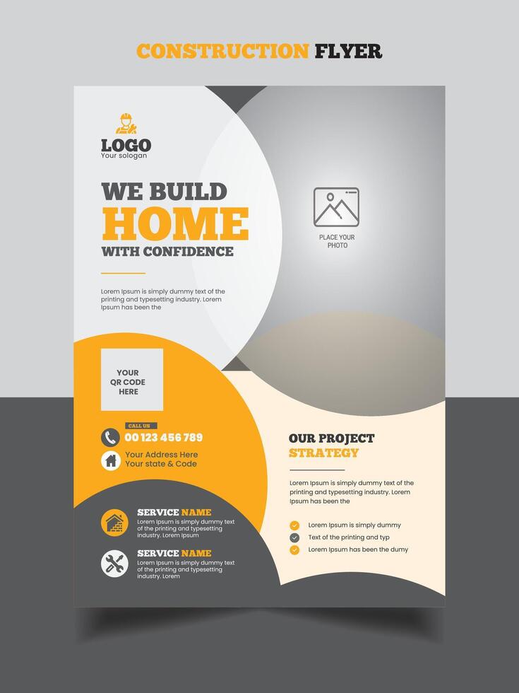 Corporate construction dream house construction flyer vector