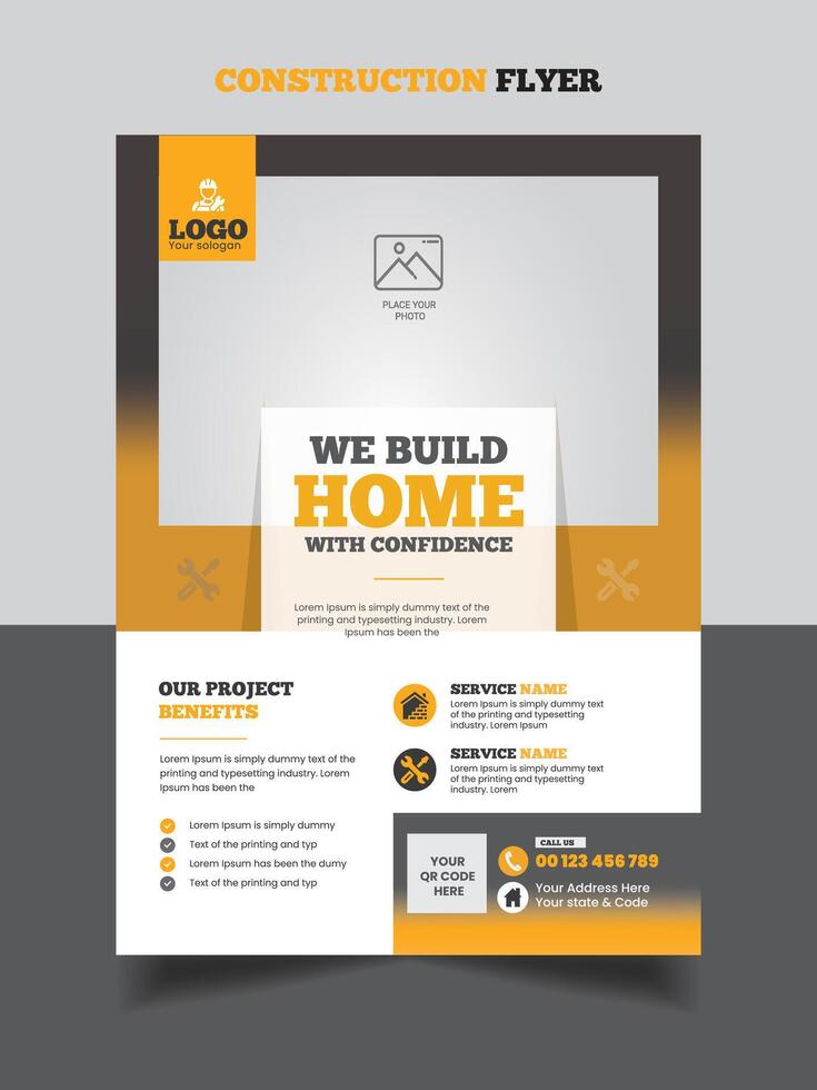 Corporate construction dream house construction flyer vector