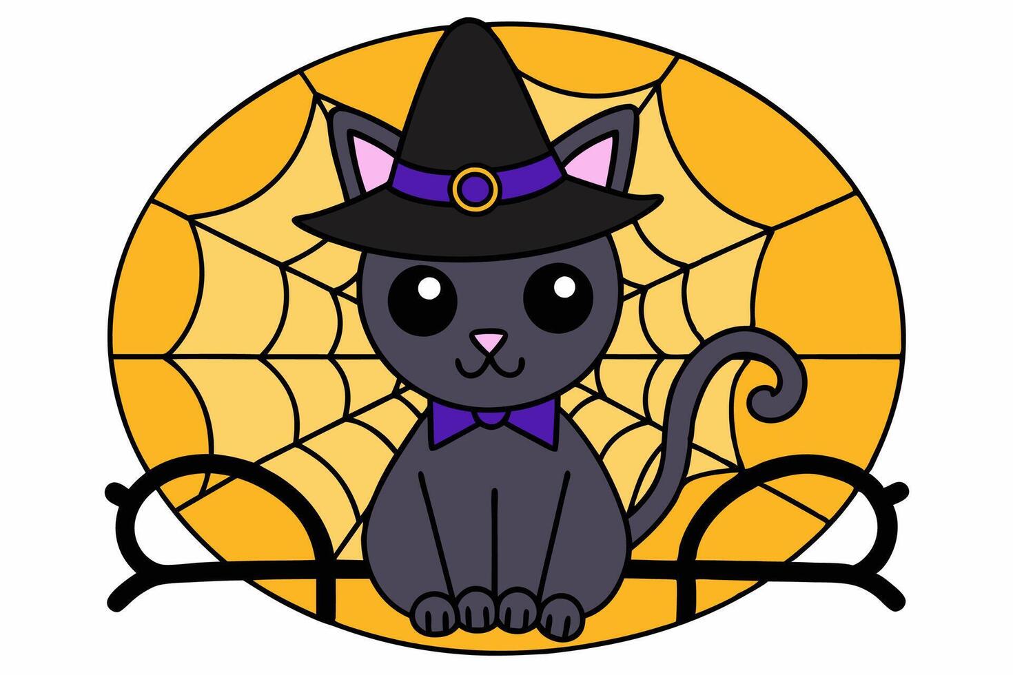 Adorable Cat in Halloween Costume Illustration vector