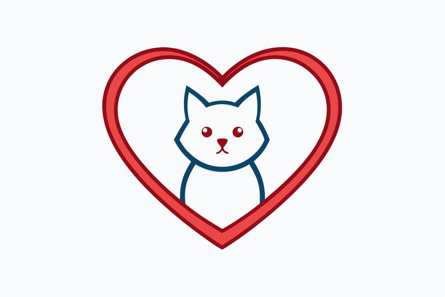 A Cute Cat in a Love Shape - Illustration vector