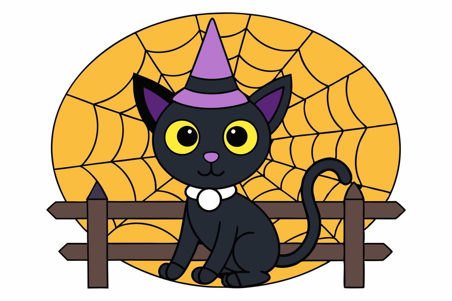 Adorable Cat in Halloween Costume Illustration vector
